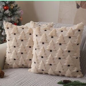 Cream Holiday Christmas Tree Pillow Covers and they are SO cute!